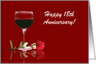 Red Wine & Rose Customizable Happy 18th Anniversary card