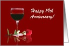 Red Wine & Rose Customizable Happy 19th Anniversary card