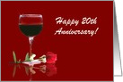 Red Wine & Rose Customizable Happy 20th Anniversary card