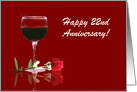 Red Wine & Rose Customizable Happy 22nd Anniversary card