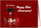 Red Wine & Rose Customizable Happy 32nd Anniversary card
