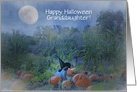 Cat and Witch Hat in Pumpkin Patch Granddaughter Customizeable card