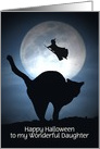 Black Cat and Witch Halloween Fun for Daughter Customizeable card