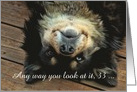 33rd Birthday Looking Great Cute Upside Down Dog Customizeable card