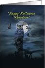 Halloween Grandson Owl in the Moonlight Customizable card