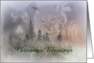 Christmas Blessings Bear, Bobcat and Hawk Christmas Customizeable card