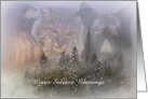 Winter Solstice Bear, Bobcat and Hawk Customizeable card