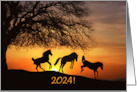 Happy New Year Horse’s Jumping for Joy Customizable Year card