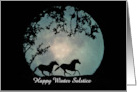 Winter Solstice Two Horses Running with a Blue Moon card