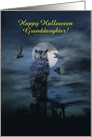 Halloween Granddaughter Owl in the Moonlight Customizable card