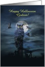 Halloween Godson Owl in the Moonlight Customizable card