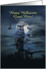 Halloween Great Niece Owl in the Moonlight Customizable card
