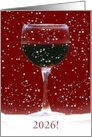 Happy New Year Red Wine and Snow 2026 Customizable card