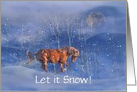 Let it Snow! Pretty Palomino Horse in the Snow Holiday card