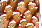 Cute Gingerbread Cookie Men in Santa Hats Merry Christmas card