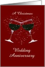 Customizable Christmas Day Wedding Anniversary Wine and Snow Heart card