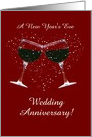 Customizable New Year’s Eve Wedding Anniversary Wine and Snow Heart card