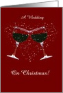 A Wedding Invitation On Christmas Day Customizable Wine Glasses card