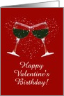 Customizable Birthday on Valentine’s Day Wine and Snow Heart card