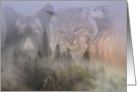 Earth Day Forest Bear, Bobcat and Hawk card