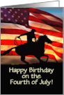 Happy 4th of July Birthday Cowboy and Flag customizable card