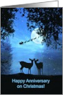 Happy Anniversary on Christmas two Deer in the Moonlight card