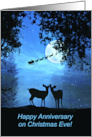 Happy Anniversary on Christmas Eve two Deer in the Moonlight card