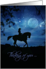 Thinking of you from Across the Miles Cowgirl Riding Moon Light card