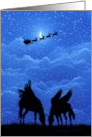 Believe Santa and Pegasus Fantasy Christmas card