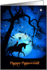 Happy Halloween Black Cat and Horse card