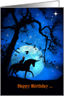 Happy Birthday Halloween Cat, Horse, Bats and Spiders card