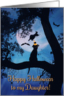 Happy Halloween Cat, Witch, Bats and Spiders For Daughter card