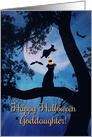 Happy Halloween Cat, Witch, Bats and Spiders For Goddaughter card