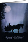 Happy Holidays Horse and Sliegh Winter Night card