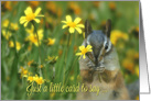 Very Cute Chipmunk, Sweet, Happy Birthday with Flowers card