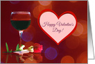 Happy Valentine’s Day, Red Wine, Red Rose, Heart, General for Everyone card