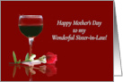 Wine Happy Mother’s Day to My Sister In Law With Red Rose and Red Wine card