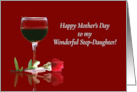 Happy Mother’s Day to My Step Daugther Wine and Rose card