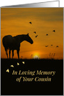 Deepest Sympathy for the Loss of Cousin, Horse and Birds in Sunset card