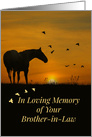 Deepest Sympathy Loss of Brother in Law, Horse, Birds in Sunset card