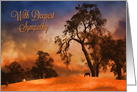 Sympathy Horse and Oak Trees Clouds and Landscape card