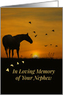 Deepest Sympathy Loss of Nephew, Horse and Sunset card