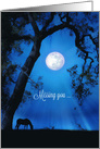 Beautiful Missing You Horse and Oak Tree with Full Moon card