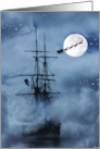 Pirate Sailing Ship Christmas Season’s Greetings Nautical, OCean card