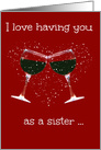 Wine Sister Happy Birthday Toasting Wine Glasses, Humor card