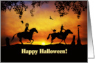 Happy Halloween Country Western Rustic Two Riders on Horses card