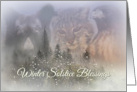 Bear Bob Cat and Hawk Nature Winter Solstice Blessings card