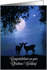 Romantic Deer in the Moonlight Christmas Day Wedding Congratulations card