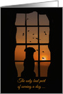 Loss of Dog Sympathy Dog in Window with Birds at Sunset card