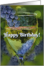 Wine Happy Birthday Wonderful Vintage With Vineyard and Grapes card
